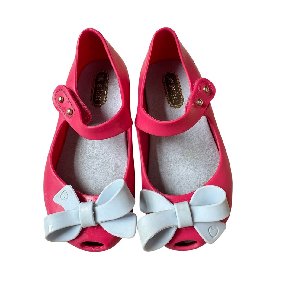 Mini Melissa Pink Jelly Mary Jane Bow Shoes‎ Toddler Size 7 USA 22/23 EUR